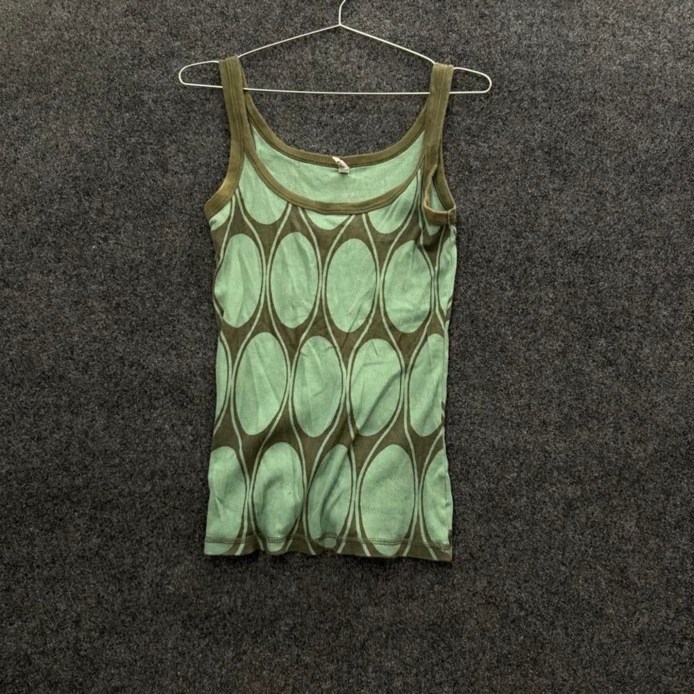 Old Navy Women's Medium green circle print ribbed tank top 2000s layering cami